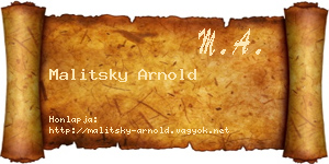 Malitsky Arnold névjegykártya